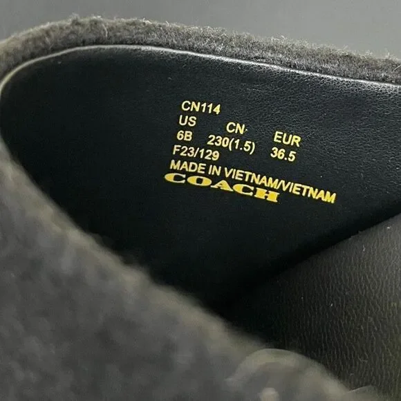 Coach Women's Size 6B Black Hadley Monogram Felt Slip On Clog Shoes NEW Platform